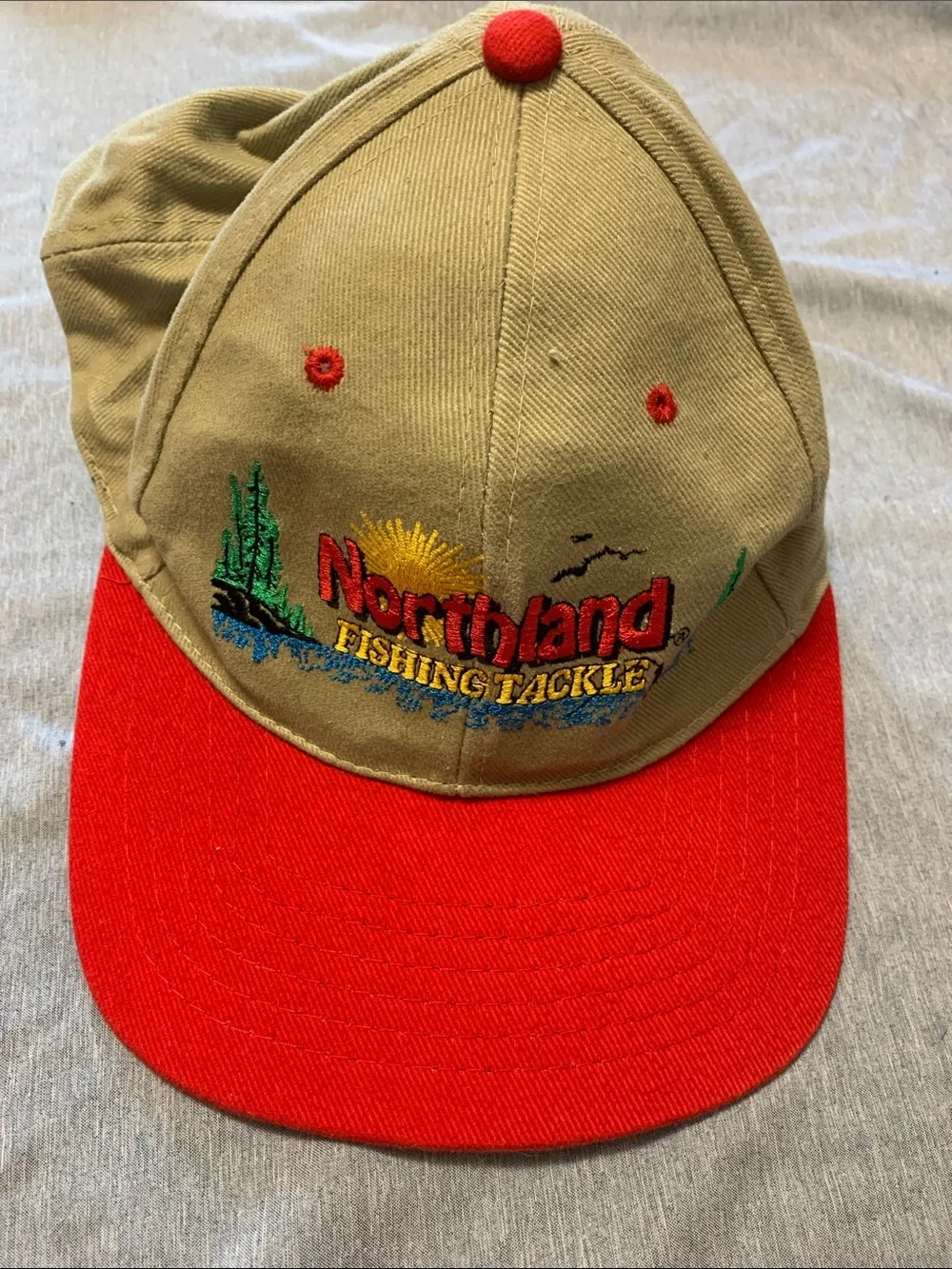 Beige and Red Northland Fishing Tackle Snapback